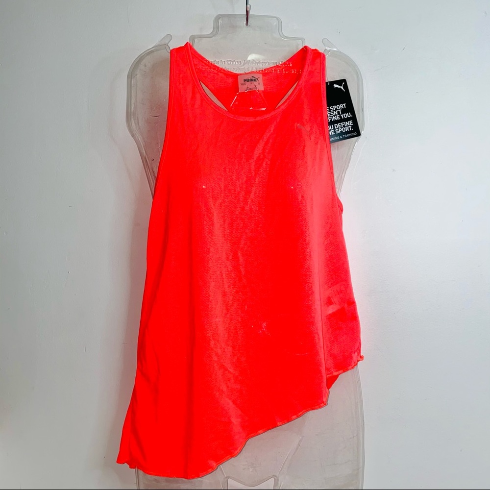 NEW Puma Racer back A symmetrical flowy tank top in Florescent pink Size XS